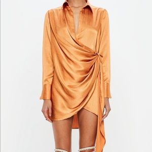 Missguided Love and Peace Orange Wrap Mini Dress 4